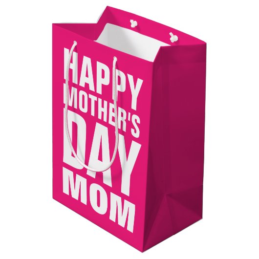 Sac Cadeau Moyen Joyeuse fête des mères Maman coutume rose (Dos Angle)