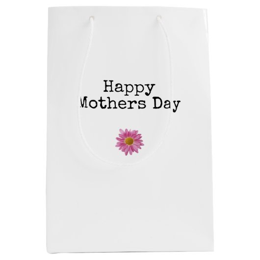 Sac Cadeau Moyen Joyeuse Fête des mères Rose Daisy Modern Maman (Devant)