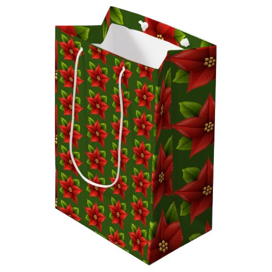 Sac Cadeau Moyen Joyeuse fleur de Noël (Devant Angle)