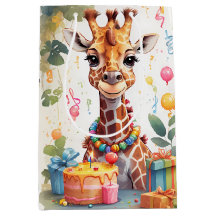 Joyeuse Giraffe avec cadeaux et gâteau |