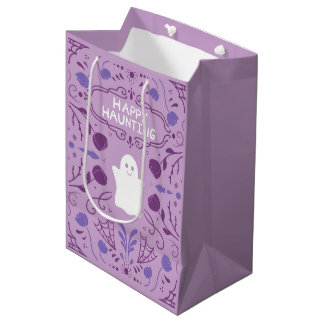 Sac Cadeau Moyen "Joyeuse Hantise" Gentil Fantôme d'Halloween