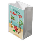 Sac Cadeau Moyen Joyeuse plage de Noël (Dos Angle)