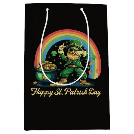 Sac Cadeau Moyen Joyeuse Saint-Patrick Drôle Leprechaun (Devant)