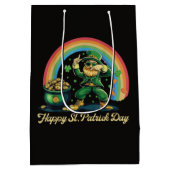 Sac Cadeau Moyen Joyeuse Saint-Patrick Drôle Leprechaun (Dos)