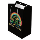 Sac Cadeau Moyen Joyeuse Saint-Patrick Drôle Leprechaun (Dos Angle)