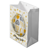 Sac Cadeau Moyen Joyeuse Typographie de Pâques Oeuf Jaune Moderne S (Devant Angle)