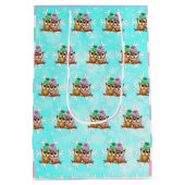 Sac Cadeau Moyen Joyeuses fêtes, Chouettes festives avec des flocon (Dos)