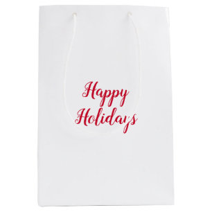 Sac Cadeau Moyen Joyeuses fêtes écriture manuscrite Noël rouge blan