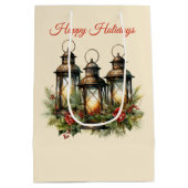 Sac Cadeau Moyen Joyeuses fêtes Lanternes d'hiver (Dos)