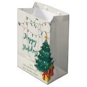 Sac Cadeau Moyen Joyeuses fêtes String Lights Arbre mignonne Noël (Devant Angle)