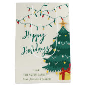 Sac Cadeau Moyen Joyeuses fêtes String Lights Arbre mignonne Noël (Dos)