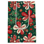 Sac Cadeau Moyen Joyeuses Fleurs de Noël et étoiles (Dos)
