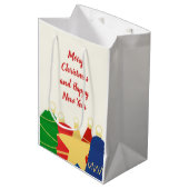 Sac Cadeau Moyen Joyeuses Ornements Vintages (Devant Angle)