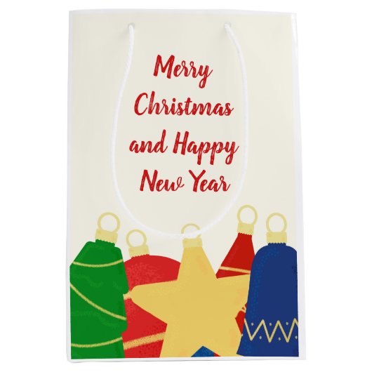 Sac Cadeau Moyen Joyeuses Ornements Vintages (Devant)