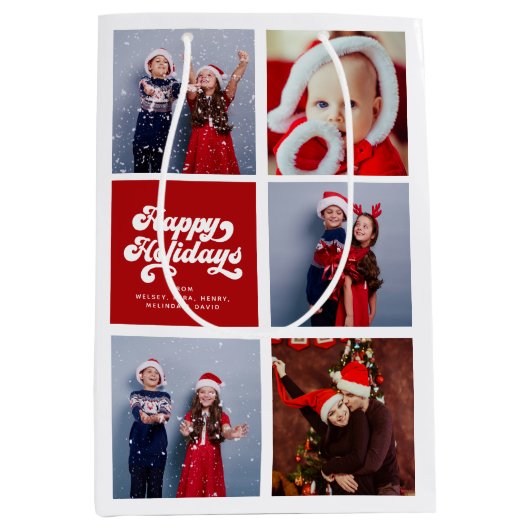 Sac Cadeau Moyen Joyeuses vacances amusantes Simple Retro Typograph (Devant)