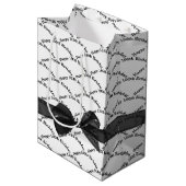 Sac Cadeau Moyen Joyeux 100e anniversaire noir Bow sur blanc (Devant Angle)