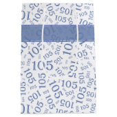 Sac Cadeau Moyen Joyeux 105e anniversaire bleu et blanc Motif numér (Dos)