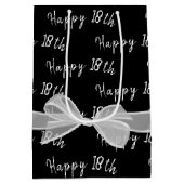 Sac Cadeau Moyen Joyeux 18e Anniversaire Bow sur Black Medium Cadea (Dos)