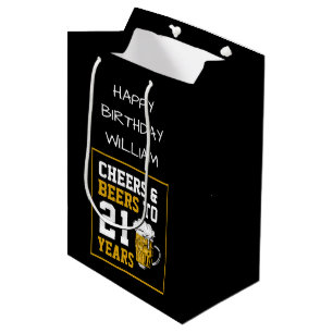 Sac Cadeau Moyen Joyeux 21e anniversaire Acclamations et bières pou
