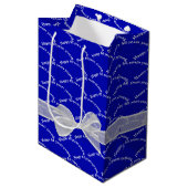 Sac Cadeau Moyen Joyeux 30e anniversaire Bow blanc sur bleu (Devant Angle)