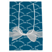 Sac Cadeau Moyen Joyeux 40e anniversaire Bow blanc sur bleu (Dos)