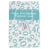 Sac Cadeau Moyen Joyeux 40e anniversaire Numéro Motif Turquoise/bla (Devant)