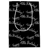 Sac Cadeau Moyen Joyeux 40ème anniversaire en noir (Devant)