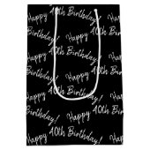 Sac Cadeau Moyen Joyeux 40ème anniversaire en noir (Dos)