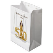 Sac Cadeau Moyen joyeux 50e anniversaire (Devant Angle)