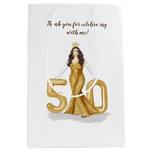 Sac Cadeau Moyen joyeux 50e anniversaire (Devant)