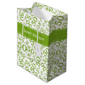 Sac Cadeau Moyen Joyeux 50e anniversaire Numéro Motif Vert/Blanc (Devant Angle)