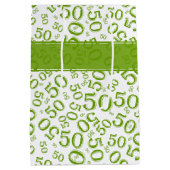 Sac Cadeau Moyen Joyeux 50e anniversaire Numéro Motif Vert/Blanc (Dos)