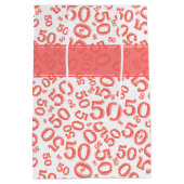 Sac Cadeau Moyen Joyeux 50e anniversaire Random Motif Coral/Blanc (Dos)