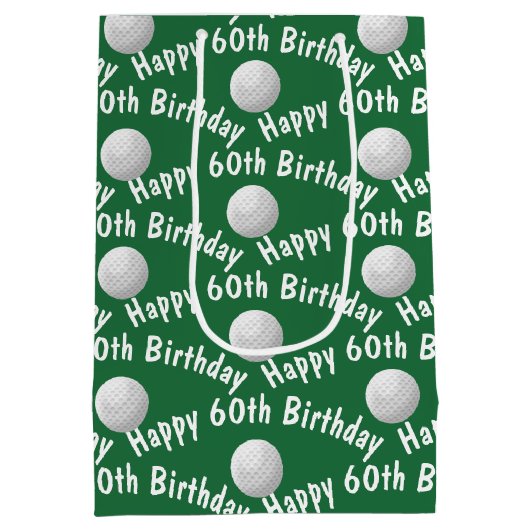 Sac Cadeau Moyen Joyeux 60e anniversaire Golf Balls (Dos)