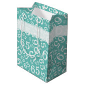 Sac Cadeau Moyen Joyeux 65e anniversaire Numéro Motif Turquoise et (Dos Angle)