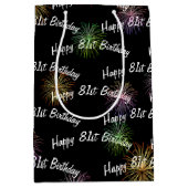 Sac Cadeau Moyen Joyeux 81ème anniversaire feux d'artifice sur noir (Devant)