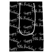 Sac Cadeau Moyen Joyeux 90ème anniversaire en noir (Dos)