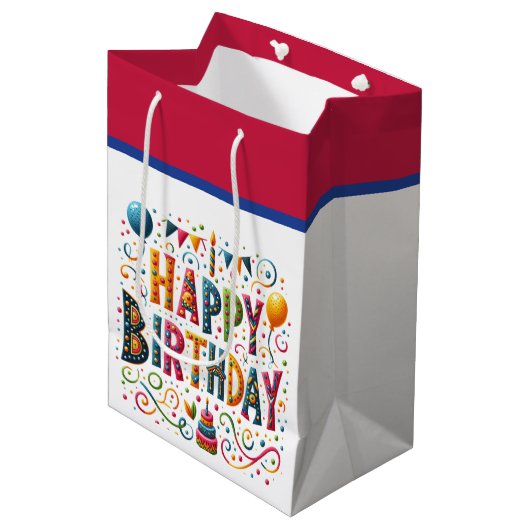 Sac Cadeau Moyen Joyeux anniversaire (Devant Angle)