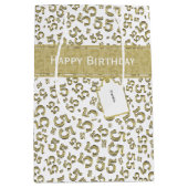 Sac Cadeau Moyen Joyeux anniversaire Age 55 Numéro Motif Or/Blanc (Devant)