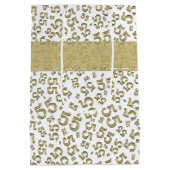 Sac Cadeau Moyen Joyeux anniversaire Age 55 Numéro Motif Or/Blanc (Dos)