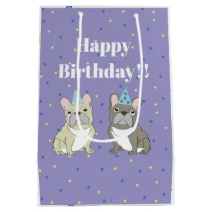 Sac Cadeau Moyen Joyeux anniversaire bouledogue français