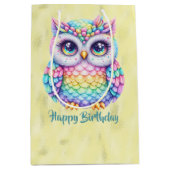 Sac Cadeau Moyen Joyeux Anniversaire Chouette couleur arc-en-ciel s (Devant)