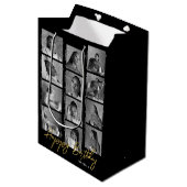 Sac Cadeau Moyen Joyeux Anniversaire Custom Photo Strip Black (Devant Angle)