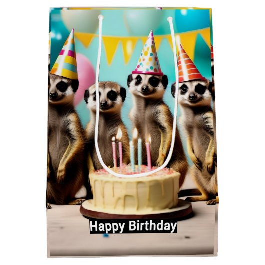 Sac Cadeau Moyen Joyeux anniversaire de Meerkat, (Dos)