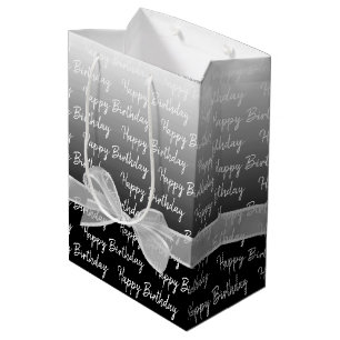 Sac Cadeau Moyen Joyeux Anniversaire Dégradé Avec Ruban Blanc