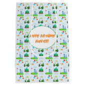Sac Cadeau Moyen Joyeux Anniversaire Du Golf De Dinosaur (Dos)