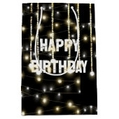 Sac Cadeau Moyen Joyeux Anniversaire Éclairé Sur Noir (Devant)