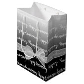 Sac Cadeau Moyen Joyeux Anniversaire Gradient Avec Bow Blanc (Devant Angle)