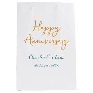 Sac Cadeau Moyen Joyeux anniversaire nom ajouté orange gras vert si