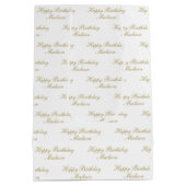 Sac Cadeau Moyen Joyeux Anniversaire Nom Script Or Blanc (Dos)